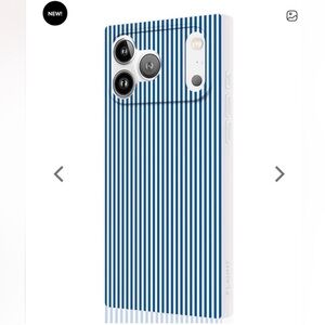 Flaunt SQUARE® Blue & White Oxford Stripe iPhone Case,MagSafe